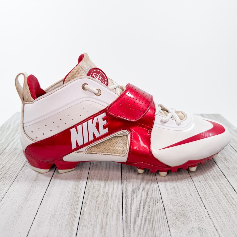 Nike Huarache 3 Lacrosse Cleats - White Red - Style 469730-160 - Men's Size 13